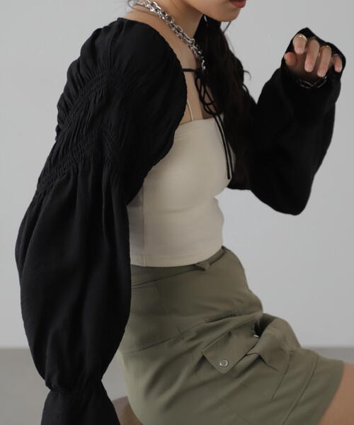 FREE'S MART（フリーズマート）の「■ショート丈ボレロブラウス（カーディガン/ボレロ・レディース・ホワイト/ブラック/グレー・FREE）」の6枚目の写真