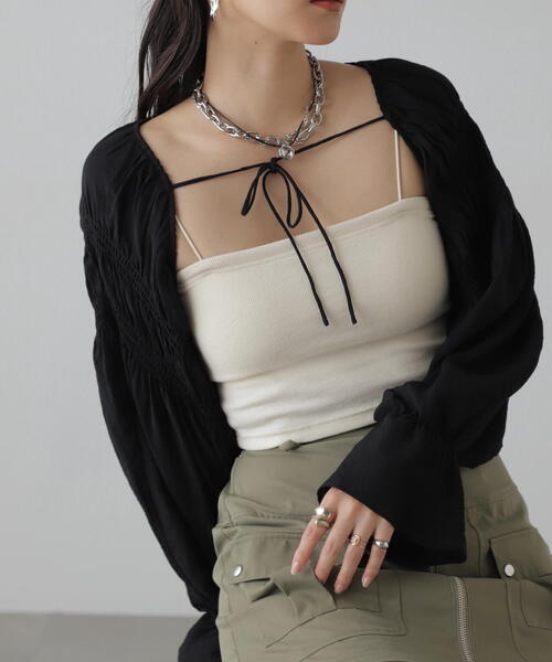 FREE'S MART（フリーズマート）の「■ショート丈ボレロブラウス（カーディガン/ボレロ・レディース・ホワイト/ブラック/グレー・FREE）」の7枚目の写真