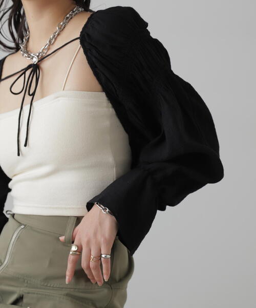 FREE'S MART（フリーズマート）の「■ショート丈ボレロブラウス（カーディガン/ボレロ・レディース・ホワイト/ブラック/グレー・FREE）」の18枚目の写真