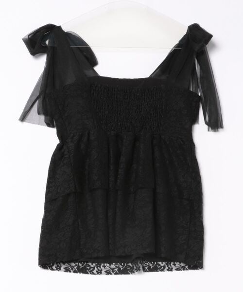 TITTY&CO.（ティティーアンドコー）の「リボンチュールレーストップス（キャミソール・レディース・ブラック/ホワイト・FREE）」の21枚目の写真