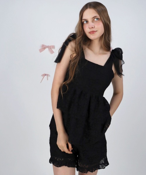 TITTY&CO.（ティティーアンドコー）の「リボンチュールレーストップス（キャミソール・レディース・ブラック/ホワイト・FREE）」の13枚目の写真