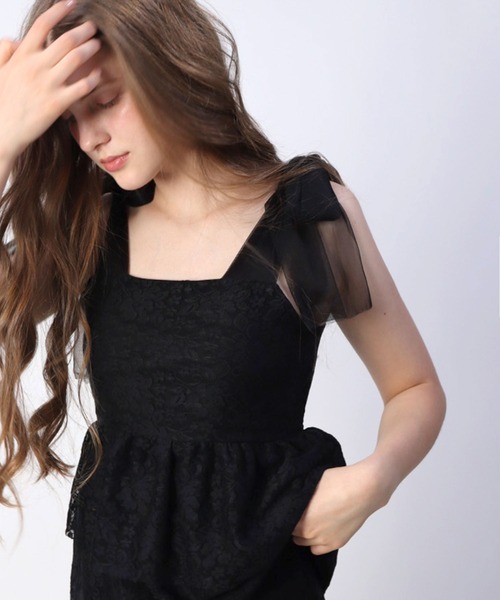 TITTY&CO.（ティティーアンドコー）の「リボンチュールレーストップス（キャミソール・レディース・ブラック/ホワイト・FREE）」の17枚目の写真