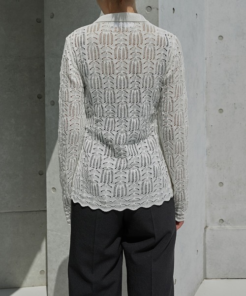 LE CIEL BLEU(ルシェルブルー)の「オープンワークニットトップ / Openwork Knit Top(ニット/セーター・レディース・カーキ/ブラック/オフホワイト・36)」の8枚目の写真