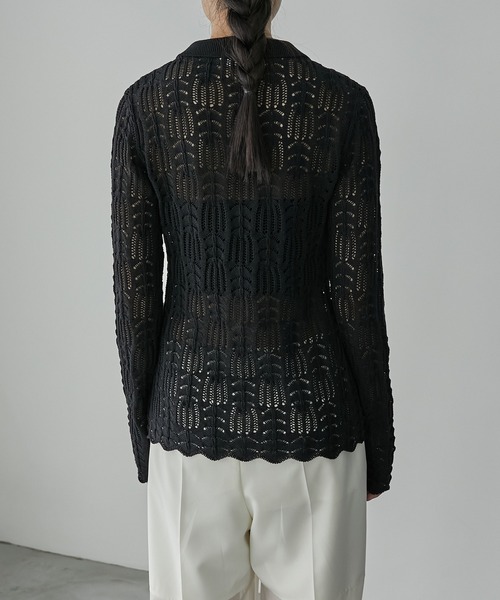 LE CIEL BLEU(ルシェルブルー)の「オープンワークニットトップ / Openwork Knit Top(ニット/セーター・レディース・カーキ/ブラック/オフホワイト・36)」の15枚目の写真