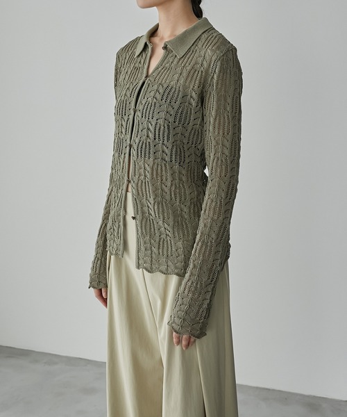 LE CIEL BLEU(ルシェルブルー)の「オープンワークニットトップ / Openwork Knit Top(ニット/セーター・レディース・カーキ/ブラック/オフホワイト・36)」の20枚目の写真