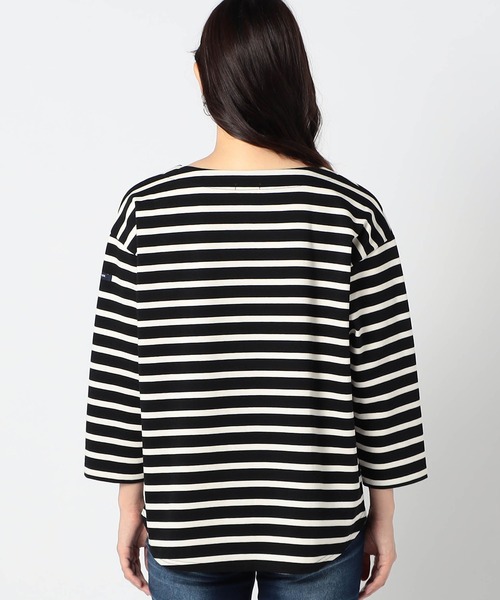 Grand PARK（グランドパーク）の「日本製　デラヴェ 天竺ボーダーカットソー　シーズンカラー（Tシャツ/カットソー・レディース・モスグリーン系/ラベンダー/ブラック系/グリーン系・MEDIUM/SMALL）」の10枚目の写真