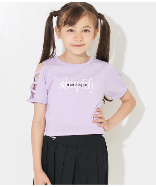 ANAP kids（アナップキッズ）の「袖レースアップトップス（Tシャツ/カットソー・キッズ・ブラック/ホワイト/ラベンダー・110cm/120cm/130cm）」の3枚目の写真