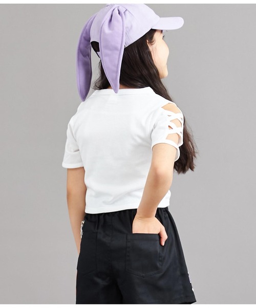 ANAP kids（アナップキッズ）の「袖レースアップトップス（Tシャツ/カットソー・キッズ・ブラック/ホワイト/ラベンダー・110cm/120cm/130cm）」の7枚目の写真