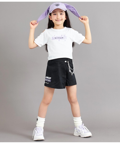 ANAP kids（アナップキッズ）の「袖レースアップトップス（Tシャツ/カットソー・キッズ・ブラック/ホワイト/ラベンダー・110cm/120cm/130cm）」の6枚目の写真