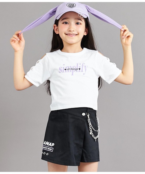 ANAP kids（アナップキッズ）の「袖レースアップトップス（Tシャツ/カットソー・キッズ・ブラック/ホワイト/ラベンダー・110cm/120cm/130cm）」の10枚目の写真