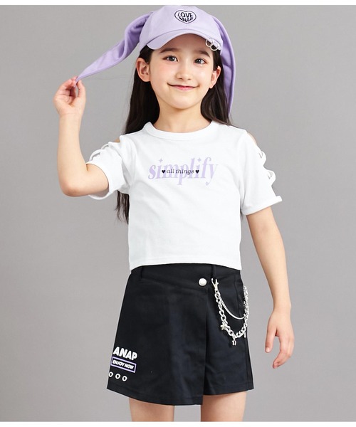 ANAP kids（アナップキッズ）の「袖レースアップトップス（Tシャツ/カットソー・キッズ・ブラック/ホワイト/ラベンダー・110cm/120cm/130cm）」の9枚目の写真