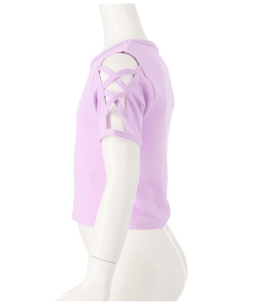 ANAP kids（アナップキッズ）の「袖レースアップトップス（Tシャツ/カットソー・キッズ・ブラック/ホワイト/ラベンダー・110cm/120cm/130cm）」の4枚目の写真