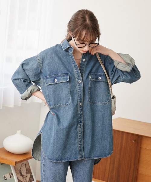 siva 2011 デニムシャツ　ジャケット　サイズ3 ANGIE（アンジー）の「ヴィンテージライク オーバーサイズ