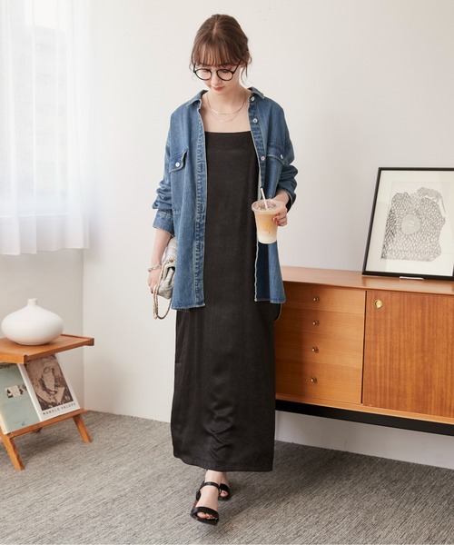 ANGIE（アンジー）の「ヴィンテージライク オーバーサイズ  デニム シャツジャケット（シャツ/ブラウス・レディース・ブルー/スミクロ/カーキ・FREE）」の8枚目の写真