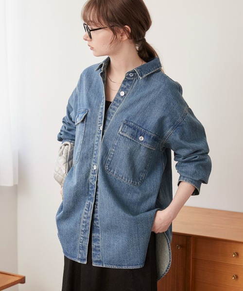 セール】ヴィンテージライク オーバーサイズ デニム シャツ