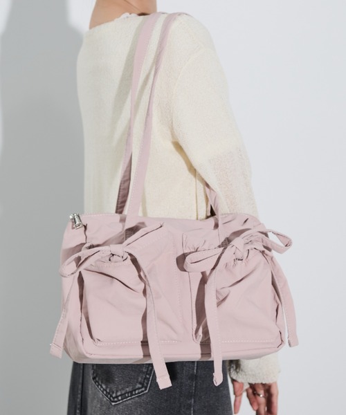 paravion（パラビオン）の「ナイロンリボンバッグ（トートバッグ・レディース・ピンク/ブルー/アイボリー/ブラック/ブラウン・FREE）」の5枚目の写真