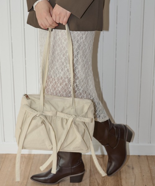 paravion（パラビオン）の「ナイロンリボンバッグ（トートバッグ・レディース・ピンク/ブルー/アイボリー/ブラック/ブラウン・FREE）」の18枚目の写真