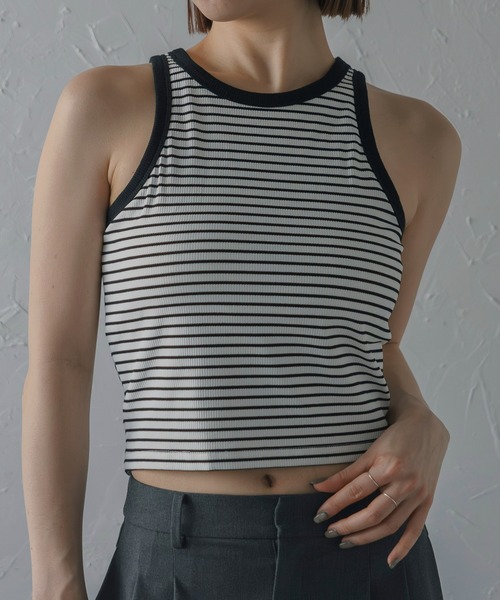 MINERTE（ミネルテ）の「【MINERTE】border cup in tops / カップ付きボーダーアメスリタンク（タンクトップ・レディース・ホワイト系その他/ブラック×ホワイト/ホワイト×ブラック・FREE）」の14枚目の写真