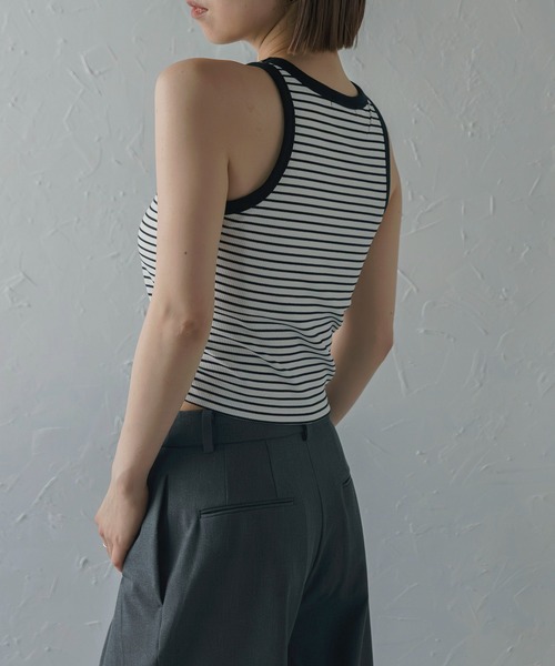 MINERTE（ミネルテ）の「【MINERTE】border cup in tops / カップ付きボーダーアメスリタンク（タンクトップ・レディース・ホワイト系その他/ブラック×ホワイト/ホワイト×ブラック・FREE）」の13枚目の写真