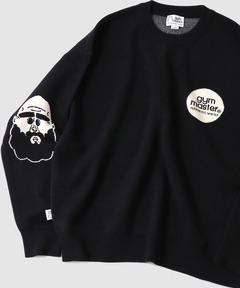 ジャガードニットひじおじさんクルーネック