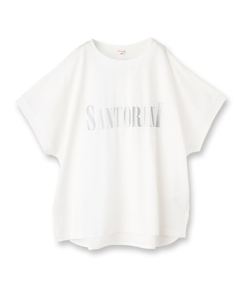 DRESSTERIOR(ドレステリア)の「◆SANTORINI箔ロゴTシャツ(Tシャツ/カットソー・レディース・オフホワイト/ブラック/ダークブラウン/ネイビー系5/グリーン系その他6・36/38)」の2枚目の写真
