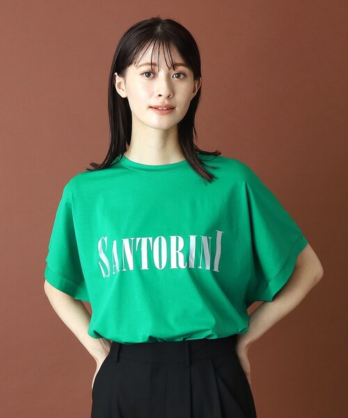 DRESSTERIOR(ドレステリア)の「◆SANTORINI箔ロゴTシャツ(Tシャツ/カットソー・レディース・オフホワイト/ブラック/ダークブラウン/ネイビー系5/グリーン系その他6・36/38)」の4枚目の写真