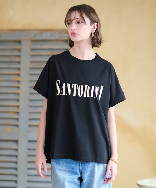 DRESSTERIOR(ドレステリア)の「◆SANTORINI箔ロゴTシャツ(Tシャツ/カットソー・レディース・オフホワイト/ブラック/ダークブラウン/ネイビー系5/グリーン系その他6・36/38)」の6枚目の写真