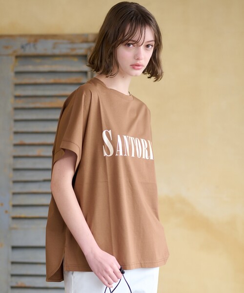 DRESSTERIOR(ドレステリア)の「◆SANTORINI箔ロゴTシャツ(Tシャツ/カットソー・レディース・オフホワイト/ブラック/ダークブラウン/ネイビー系5/グリーン系その他6・36/38)」の7枚目の写真