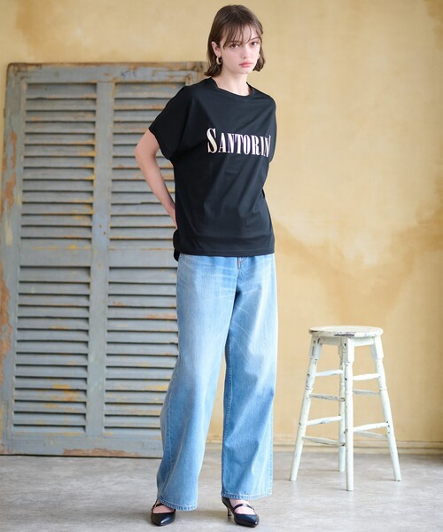 DRESSTERIOR(ドレステリア)の「◆SANTORINI箔ロゴTシャツ(Tシャツ/カットソー・レディース・オフホワイト/ブラック/ダークブラウン/ネイビー系5/グリーン系その他6・36/38)」の8枚目の写真