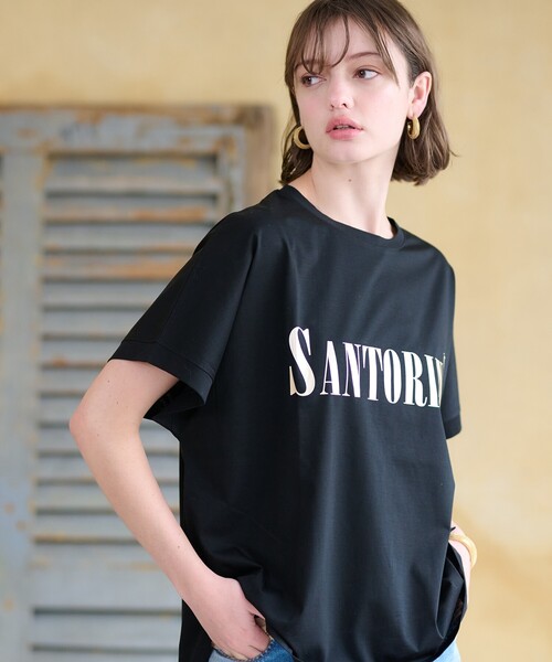 DRESSTERIOR(ドレステリア)の「◆SANTORINI箔ロゴTシャツ(Tシャツ/カットソー・レディース・オフホワイト/ブラック/ダークブラウン/ネイビー系5/グリーン系その他6・36/38)」の10枚目の写真