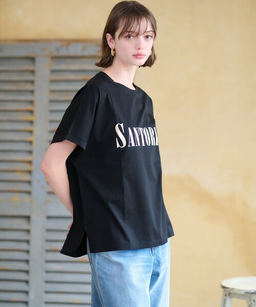 DRESSTERIOR(ドレステリア)の「◆SANTORINI箔ロゴTシャツ(Tシャツ/カットソー・レディース・オフホワイト/ブラック/ダークブラウン/ネイビー系5/グリーン系その他6・36/38)」の11枚目の写真