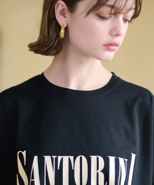DRESSTERIOR(ドレステリア)の「◆SANTORINI箔ロゴTシャツ(Tシャツ/カットソー・レディース・オフホワイト/ブラック/ダークブラウン/ネイビー系5/グリーン系その他6・36/38)」の14枚目の写真