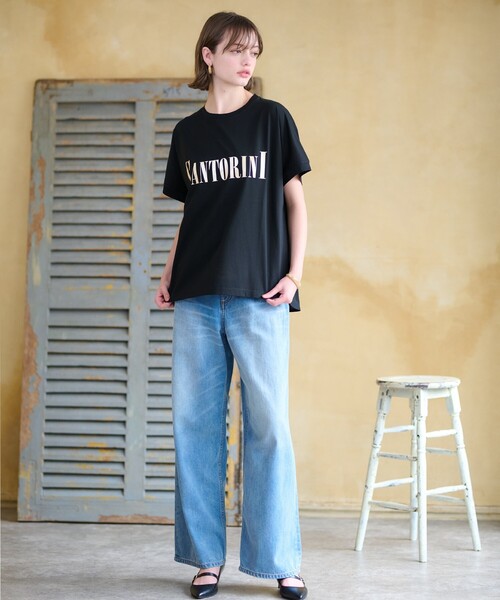 DRESSTERIOR(ドレステリア)の「◆SANTORINI箔ロゴTシャツ(Tシャツ/カットソー・レディース・オフホワイト/ブラック/ダークブラウン/ネイビー系5/グリーン系その他6・36/38)」の18枚目の写真
