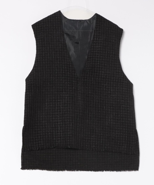 TRIANGLE PALETTE(トライアングルパレット)の「ツイードVネックベスト(ベスト・レディース・アイボリー/ブラック・FREE)」の6枚目の写真