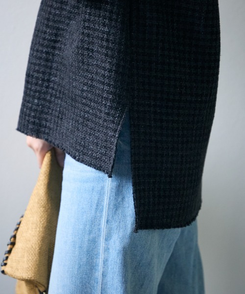 TRIANGLE PALETTE(トライアングルパレット)の「ツイードVネックベスト(ベスト・レディース・アイボリー/ブラック・FREE)」の3枚目の写真