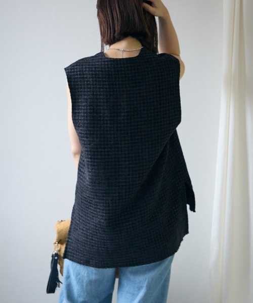 TRIANGLE PALETTE(トライアングルパレット)の「ツイードVネックベスト(ベスト・レディース・アイボリー/ブラック・FREE)」の13枚目の写真