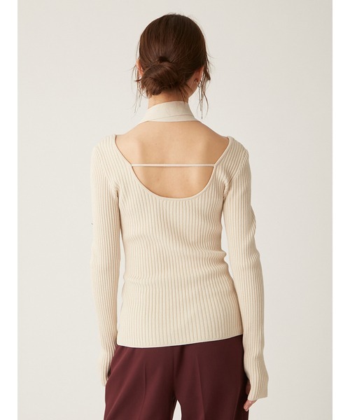LILY BROWN ナロータイ付きリブニットトップス リリーブラウン LILY BROWN ナロータイ付きリブニットトップス