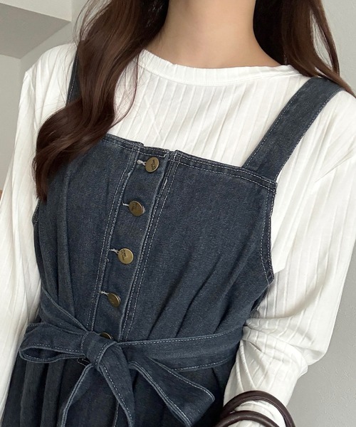 Cham.(チャム)の「デニムジャンパースカート(ワンピース・レディース・ブルー・F)」の9枚目の写真