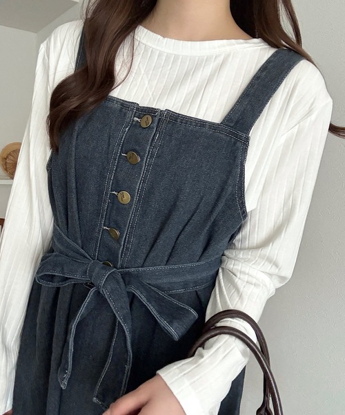 Cham.(チャム)の「デニムジャンパースカート(ワンピース・レディース・ブルー・F)」の10枚目の写真