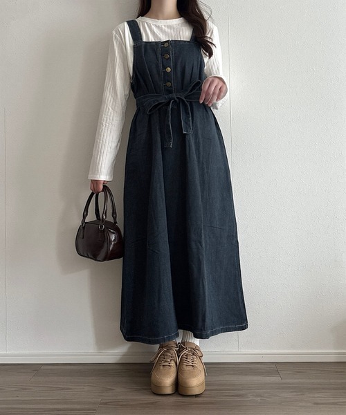 Cham.(チャム)の「デニムジャンパースカート(ワンピース・レディース・ブルー・F)」の12枚目の写真