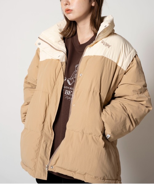 RUBY AND YOU（ルビーアンドユー）の「2WAYダウンライクパフジャケット（ダウンジャケット/コート・レディース・アイボリー系・FREE）」の9枚目の写真