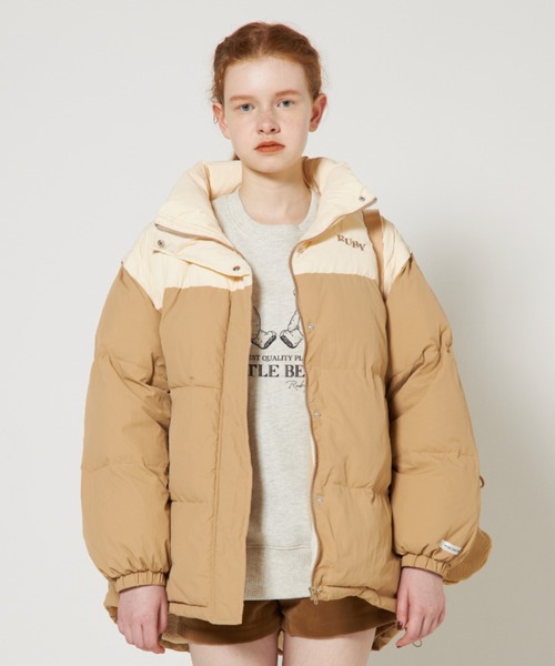 RUBY AND YOU（ルビーアンドユー）の「2WAYダウンライクパフジャケット（ダウンジャケット/コート・レディース・アイボリー系・FREE）」の21枚目の写真