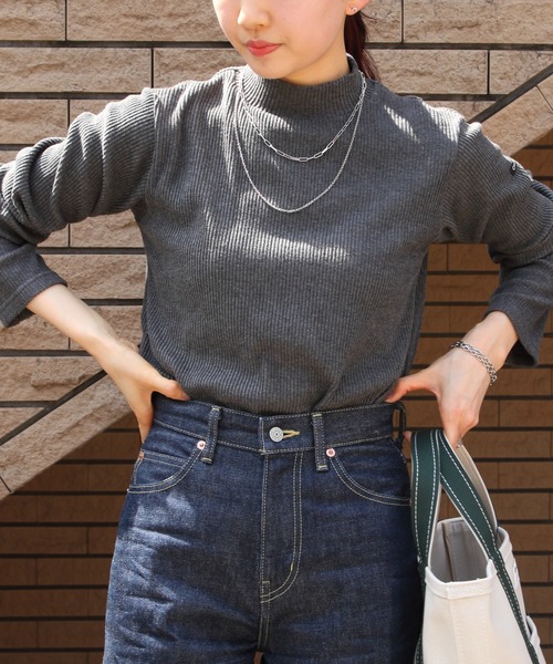 ORCIVAL(オーシバル)の「ORCIVAL/オーシバル モックネックロングスリーブプルオーバー MOCK NECK LONGSLEEVE PULLOVER OR-C0383 MOR(ニット/セーター・レディース・ライトベージュ/レッド/トップグレー・2)」の2枚目の写真