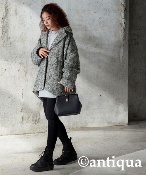 antiqua(アンティカ)の「コクーンコート(テーラードジャケット・レディース・ブラック・ONESIZE)」の6枚目の写真