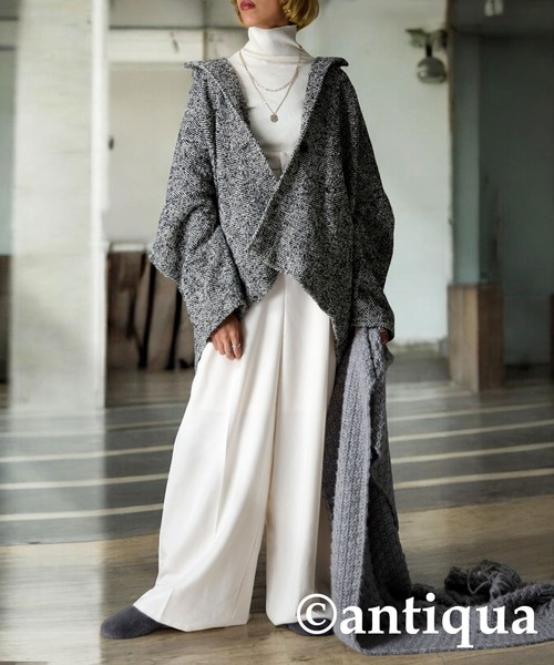 antiqua(アンティカ)の「コクーンコート(テーラードジャケット・レディース・ブラック・ONESIZE)」の8枚目の写真