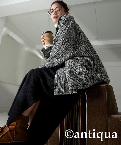 antiqua(アンティカ)の「コクーンコート(テーラードジャケット・レディース・ブラック・ONESIZE)」の10枚目の写真