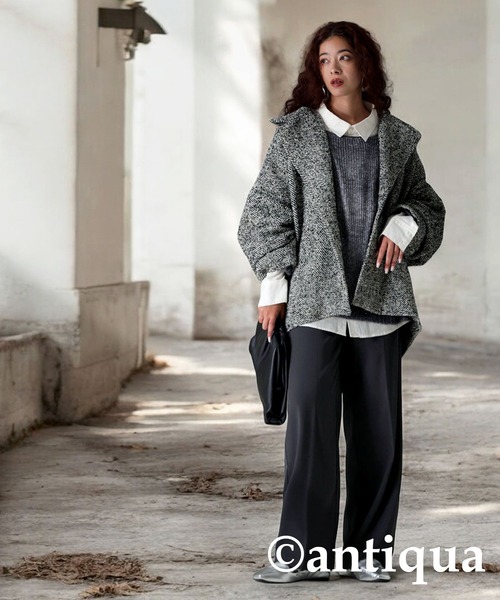 antiqua(アンティカ)の「コクーンコート(テーラードジャケット・レディース・ブラック・ONESIZE)」の11枚目の写真