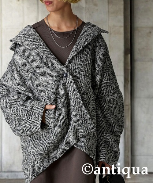 antiqua(アンティカ)の「コクーンコート(テーラードジャケット・レディース・ブラック・ONESIZE)」の14枚目の写真