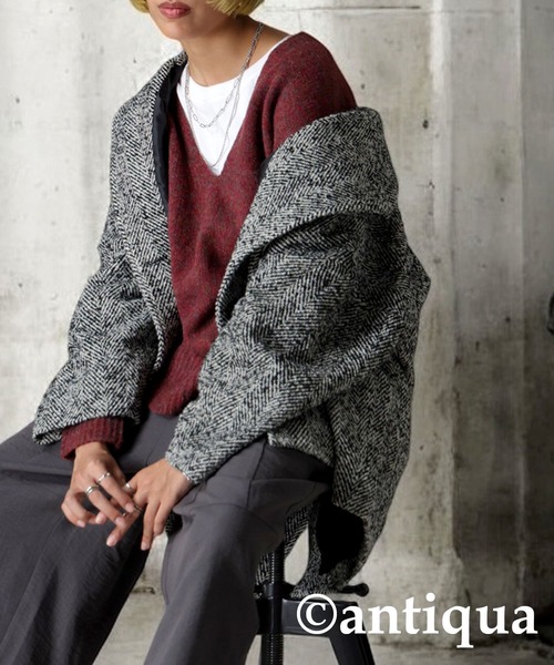 antiqua(アンティカ)の「コクーンコート(テーラードジャケット・レディース・ブラック・ONESIZE)」の12枚目の写真