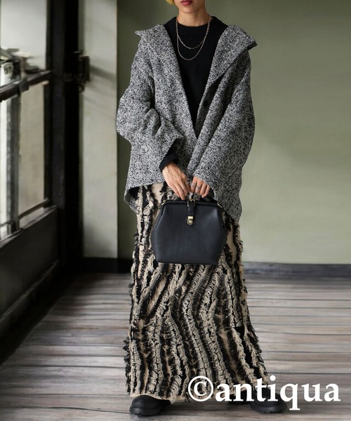 antiqua(アンティカ)の「コクーンコート(テーラードジャケット・レディース・ブラック・ONESIZE)」の13枚目の写真